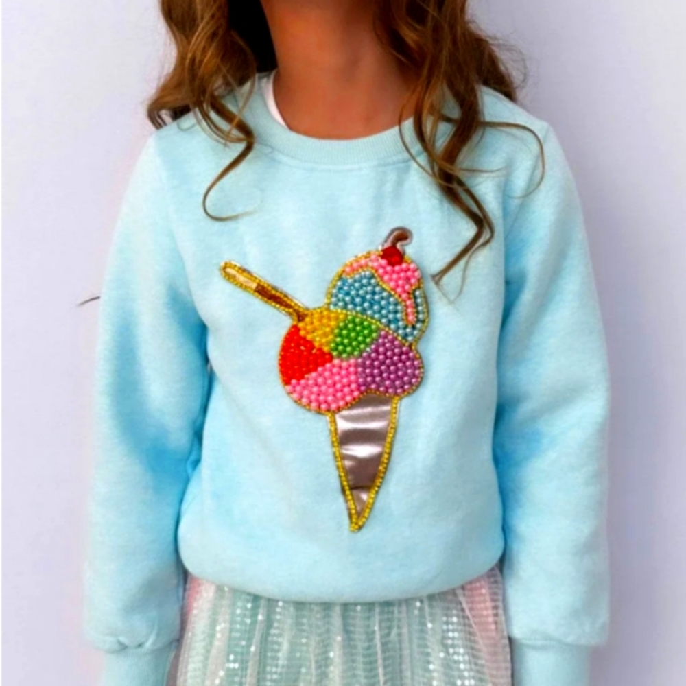 LOLA AND THE BOYS Rainbow Pearls ice cream sweatshirt
